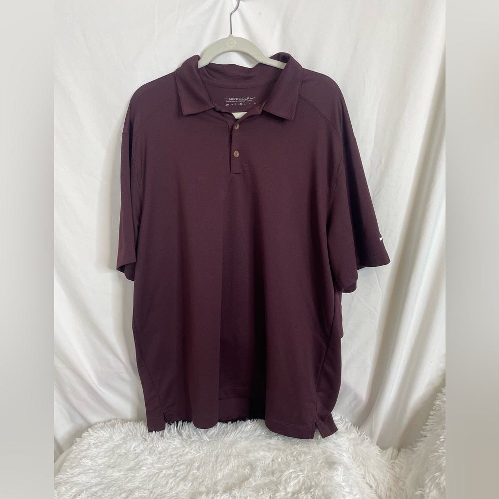 NikeGolf Nike Dri-Fit Polo Shirt Deep Maroon Short Sleeve Size XL
